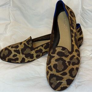 Rothy's Leopard Print Flats with Blue Trim